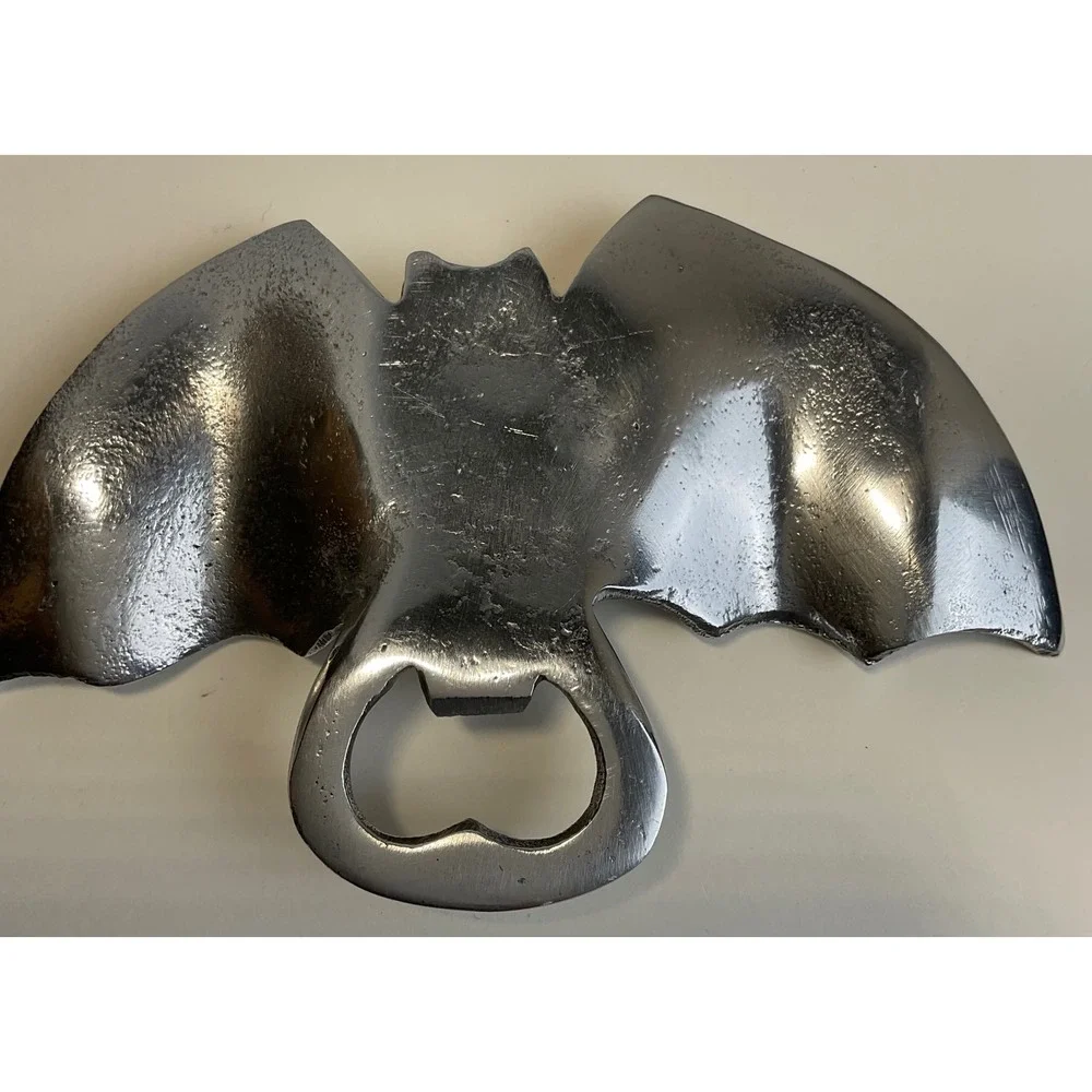 Vintage Silver Bat Bottle Opener Gothic Spooky Halloween Barware Metal Tool